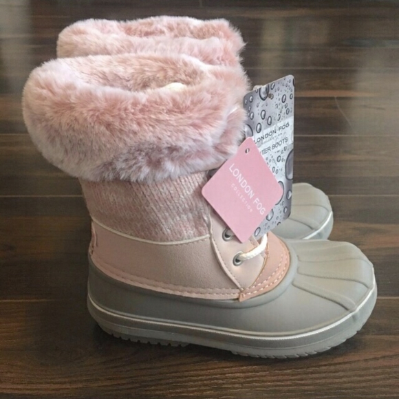NWT! LONDON FOG Cold Weather Commander Boots PINK/GREY Toddler Size 10 Rain/Snow - Picture 2 of 12